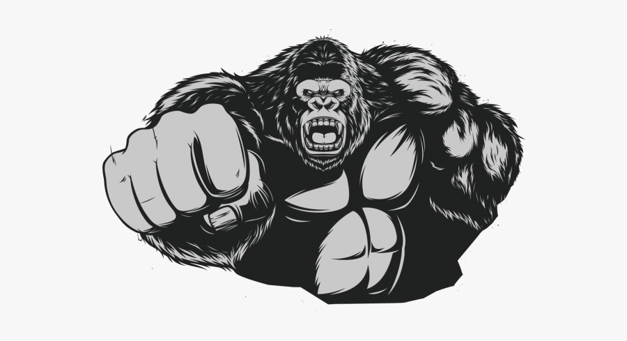 Gorilla Clip Ape - Angry Gorilla Gorilla Vector, Transparent Clipart