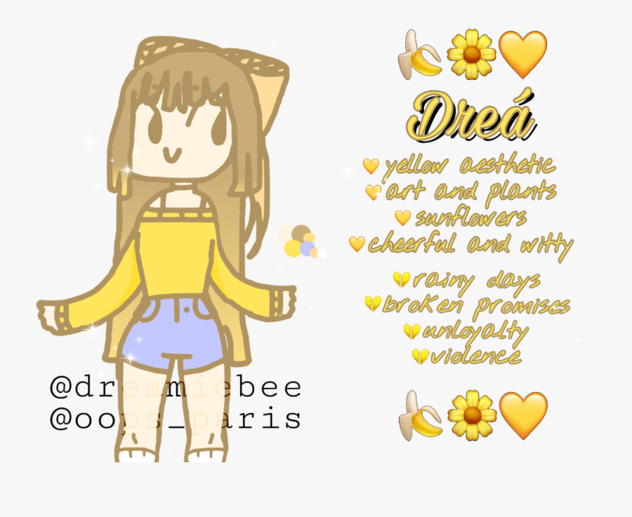#dreá #drea #shorts #oc #character #information #yellow - Cartoon, Transparent Clipart