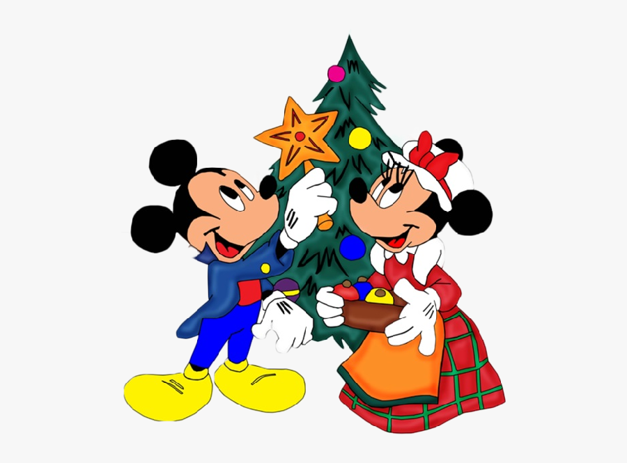 Disney Christmas Cartoon Characters - Mickey And Minnie Christmas Png, Transparent Clipart