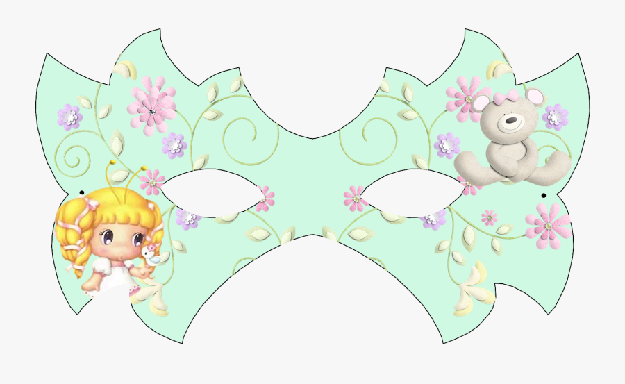 Girl And Bear Free Printable Mask - Mascara De Nena, Transparent Clipart