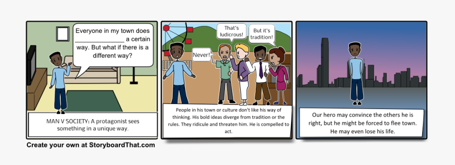 Teaching The Four Types - Conflicts Between Person And Society, Transparent Clipart