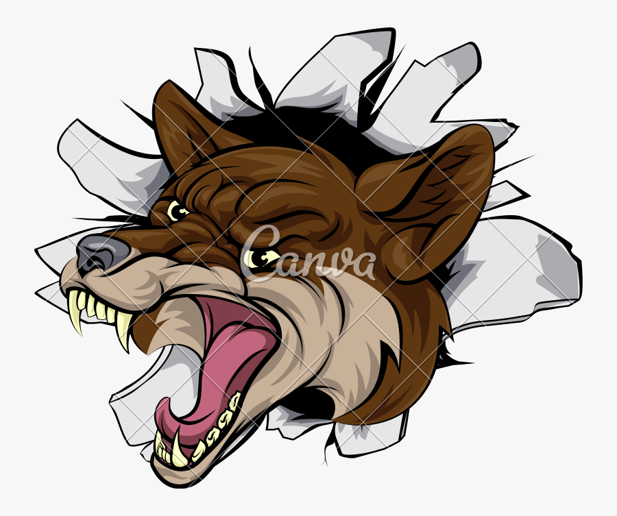 Mascot Drawing Coyote - Vicious Coyote, Transparent Clipart