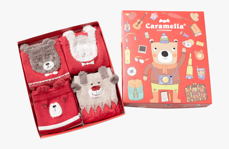 Caramella Socks Red Animal Head Winter Warm Wholesale - Woolen, Transparent Clipart