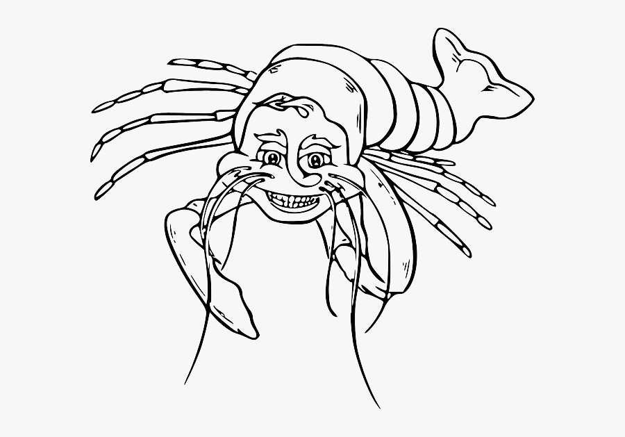 Lobster Outline Black Food Outline White Cartoon Laughing - Lobster Black And White Png, Transparent Clipart