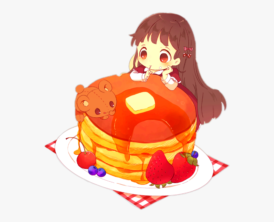 #freetoedit #pancake #pancakeart #pancakes #pancakeday - Anime Girl Eating Pancakes, Transparent Clipart
