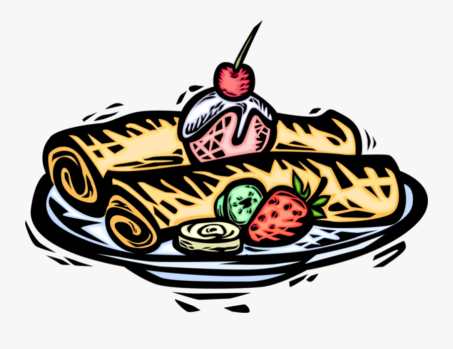 Vector Illustration Of Thin Wheat Flour Pancake Crêpe - Crepes Clip Art, Transparent Clipart