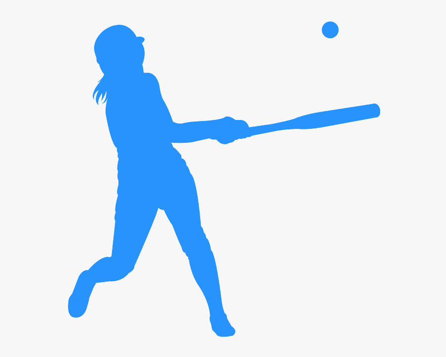 Batting Softball Player Silhouette, Transparent Clipart