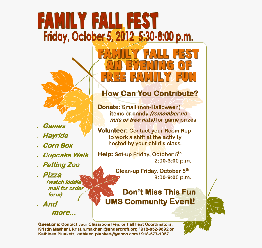 Clip Art Fall Fest Flyer - Flyer, Transparent Clipart