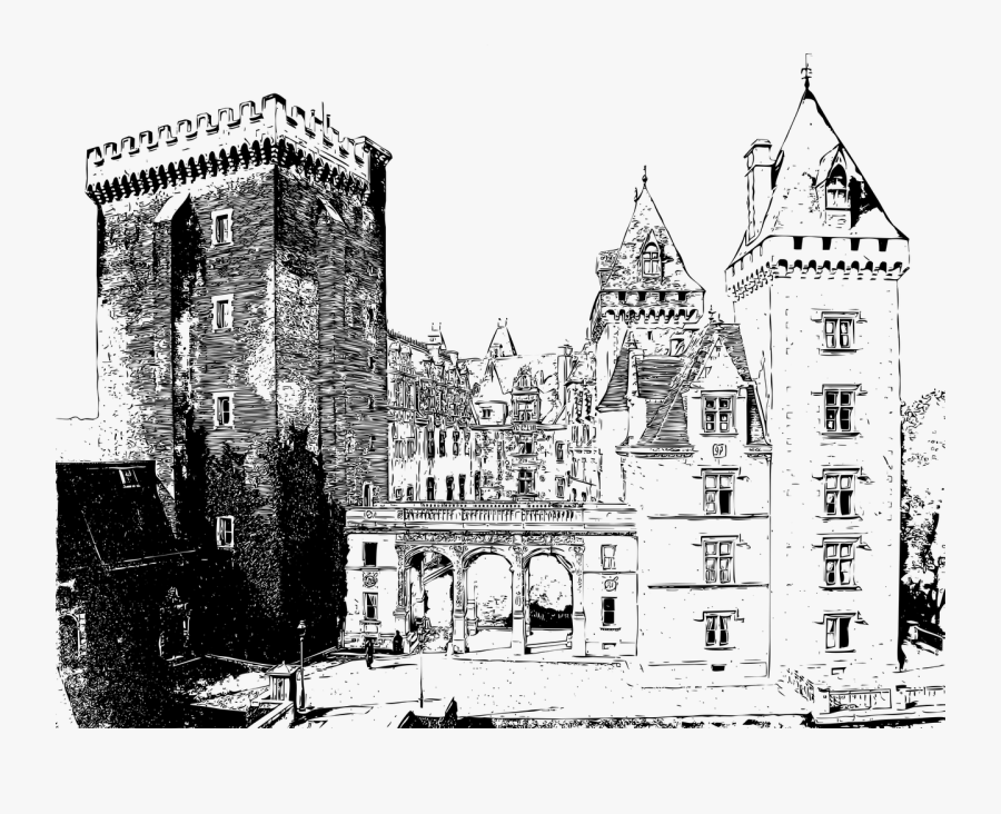 Castle Lineart Free - Castle, Transparent Clipart
