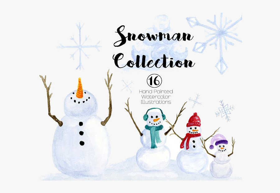 Winter Party Snowman Clipart Watercolor Transparent - Snowman, Transparent Clipart