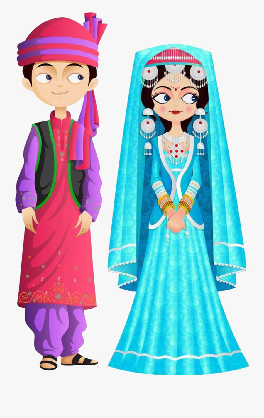 India Clipart Traditional Costume - Jammu And Kashmir Clothes Drawing, Transparent Clipart