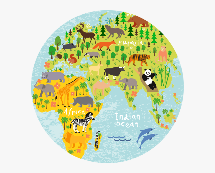 World Map Round Coaster "
 Class= - World Map Animal Placemat, Transparent Clipart