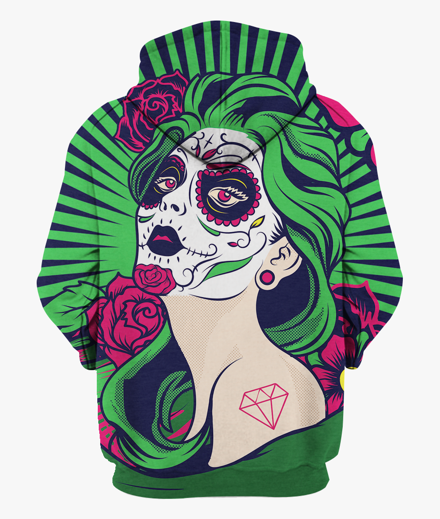 Sugar Skull Girl 3d Hoodie - Impressionist Colour, Transparent Clipart