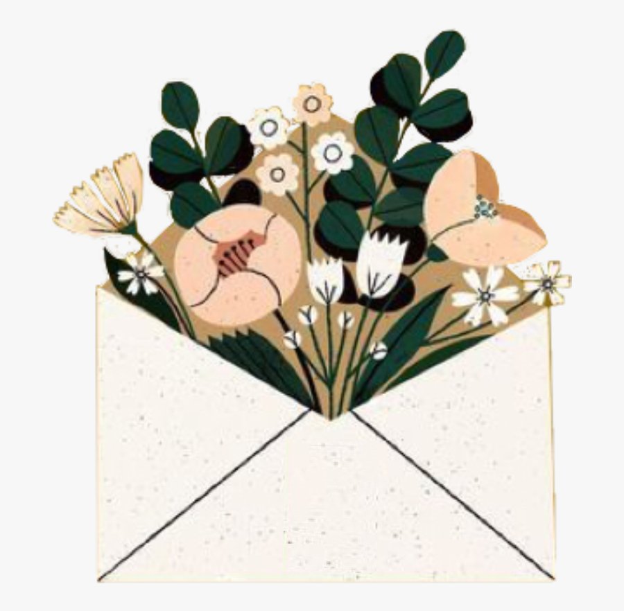#envelope #flower #envelopewithflower #leaves #message - Envelope And Flower Illustration, Transparent Clipart