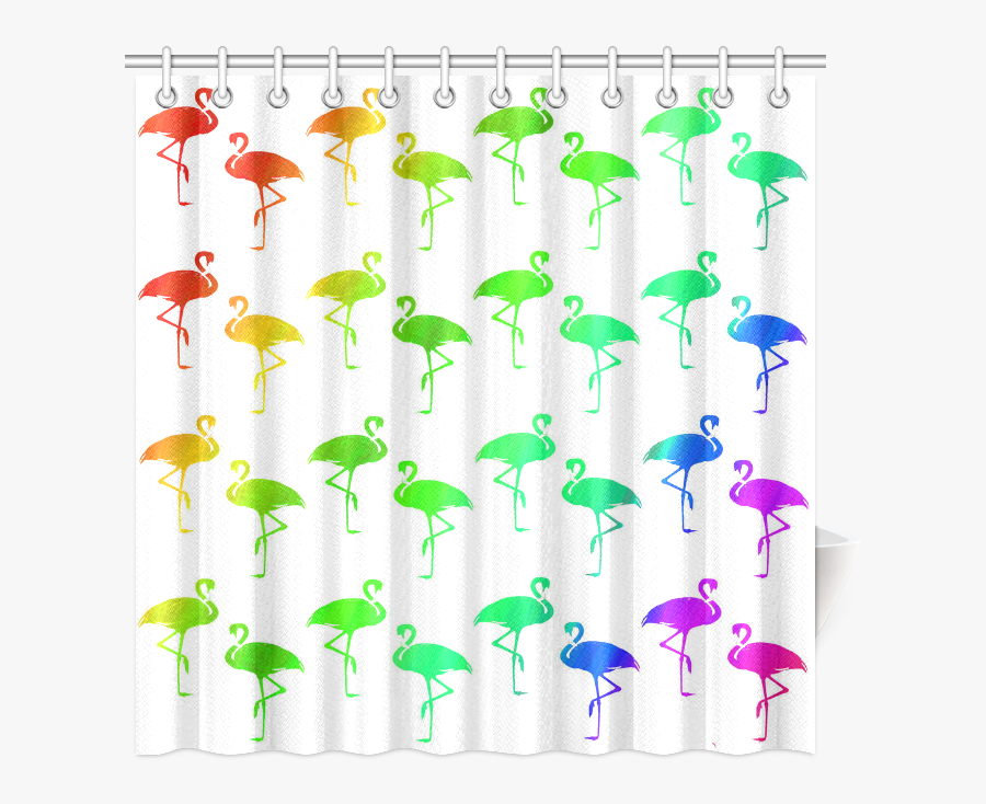 Rainbow Flamingos Shower Curtain 72"x72", Transparent Clipart