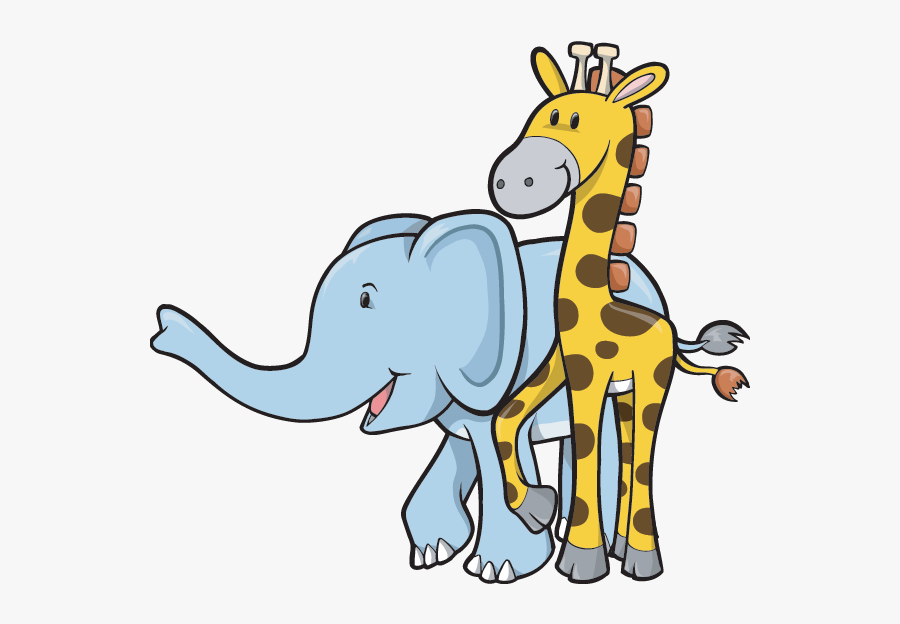 Elephant & Giraffe - Elephant And Giraffe Clip Art, Transparent Clipart