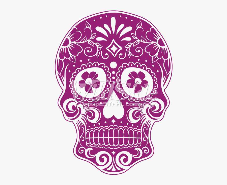 Clip Art Pink The Wild Side - Dia De Los Muertos Skull Black, Transparent Clipart