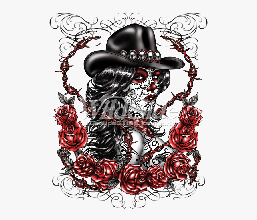 Of Cowgirl Wild Side - Day Of The Dead Cowgirl, Transparent Clipart