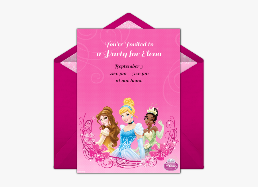 Clip Art Free Disney Princess Invitations - Birthday Invitation Card With Envelope, Transparent Clipart