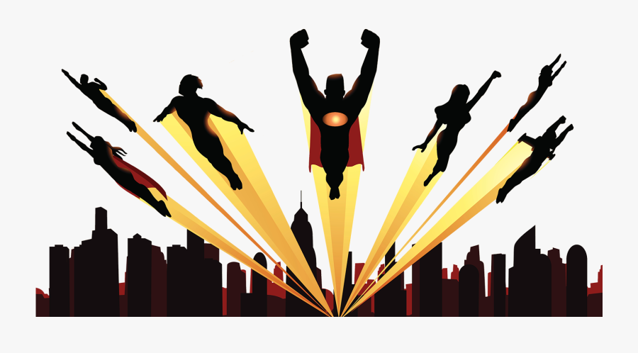 Superheroes Silhouette, Transparent Clipart