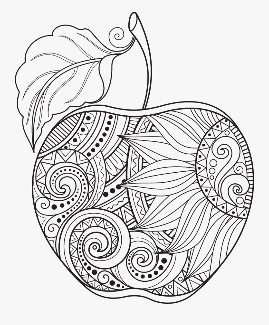 Arts Drawing Abstract - Adult Coloring Page Apple, Transparent Clipart