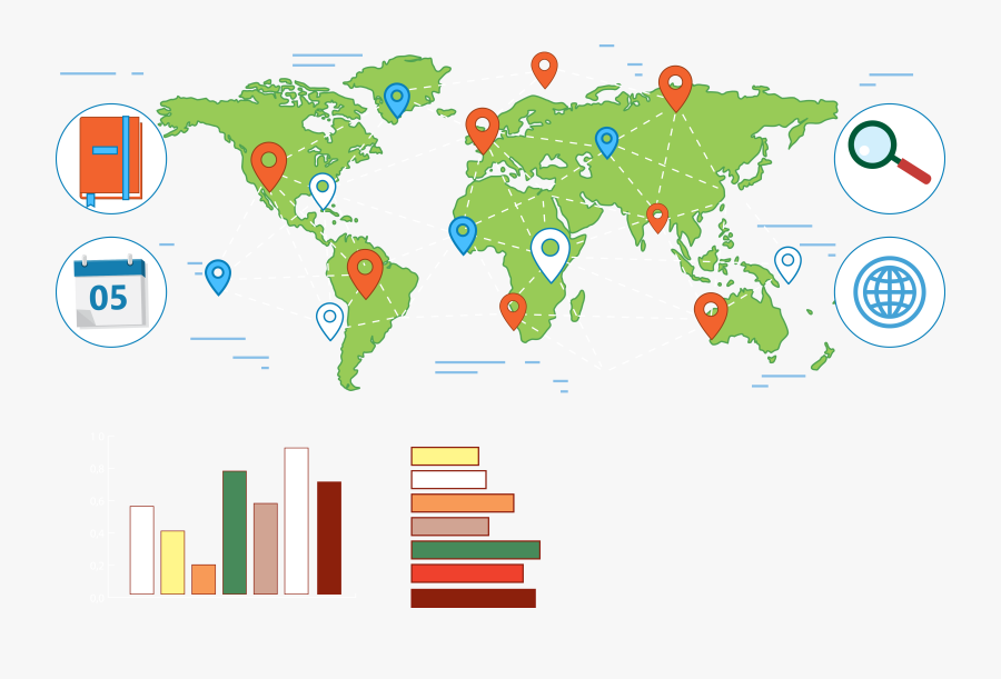 Transparent World Map Vector Png - World Map For Infographic, Transparent Clipart