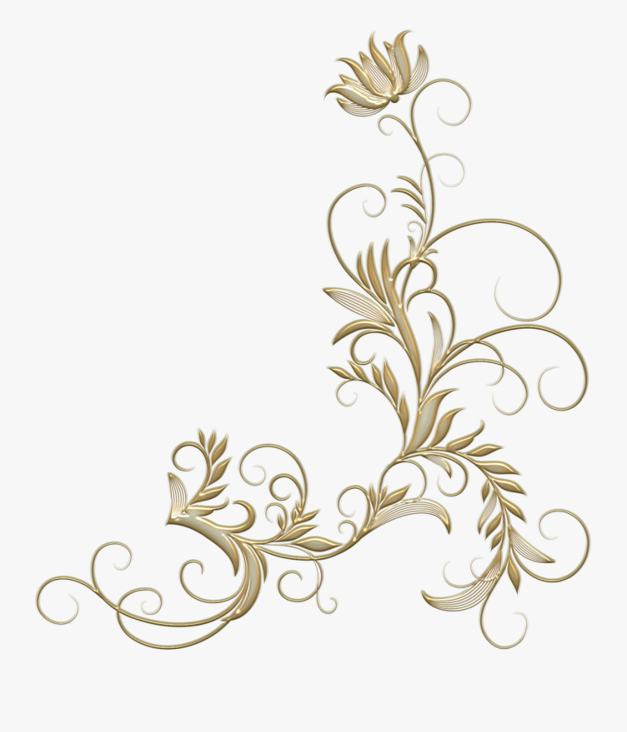 Golden Border Designs Png - Gold Floral Border Png, Transparent Clipart