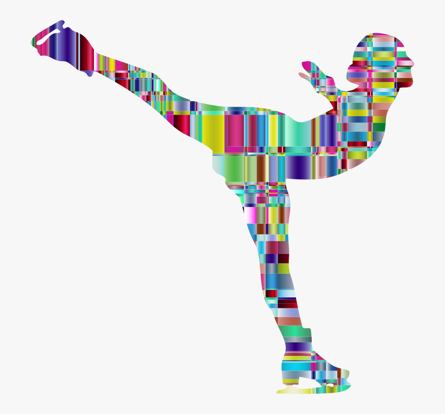 Chromatic Checkered Crystalline Ice Skating Woman, Transparent Clipart