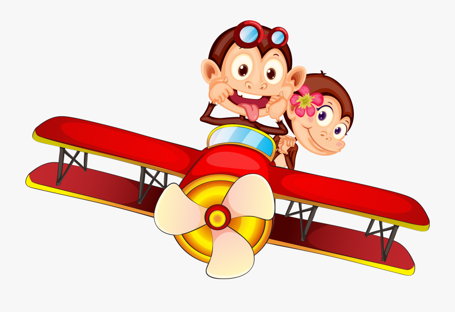 Monkey Cartoon Ape Airplane - Cartoon Monkey Cool Funny, Transparent Clipart