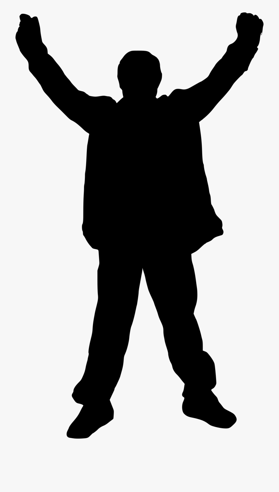 Standing,silhouette,clip Art - Man With Hands Up Silhouette, Transparent Clipart