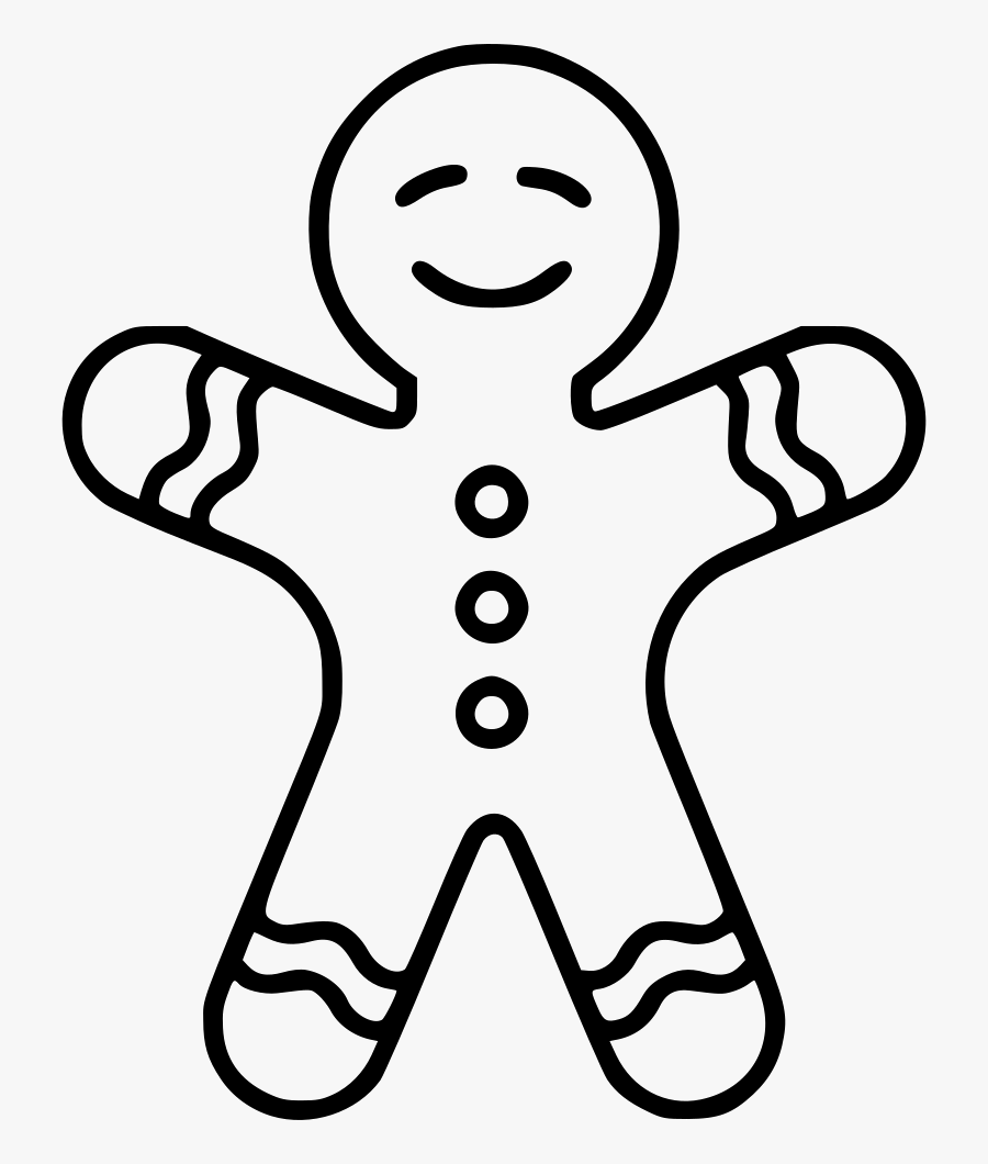 Gingerbread Man Black And White - Drawing Ginger Bread Man, Transparent Clipart