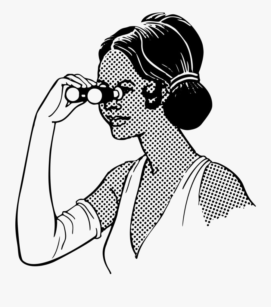 Woman Looking Through Opera Glasses, Transparent Clipart