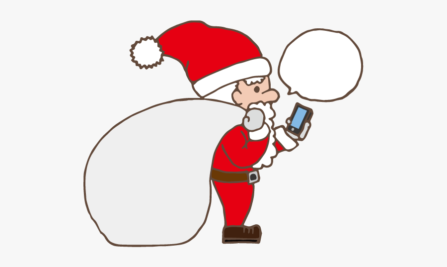Santa Claus Using Smartphone - Cartoon, Transparent Clipart