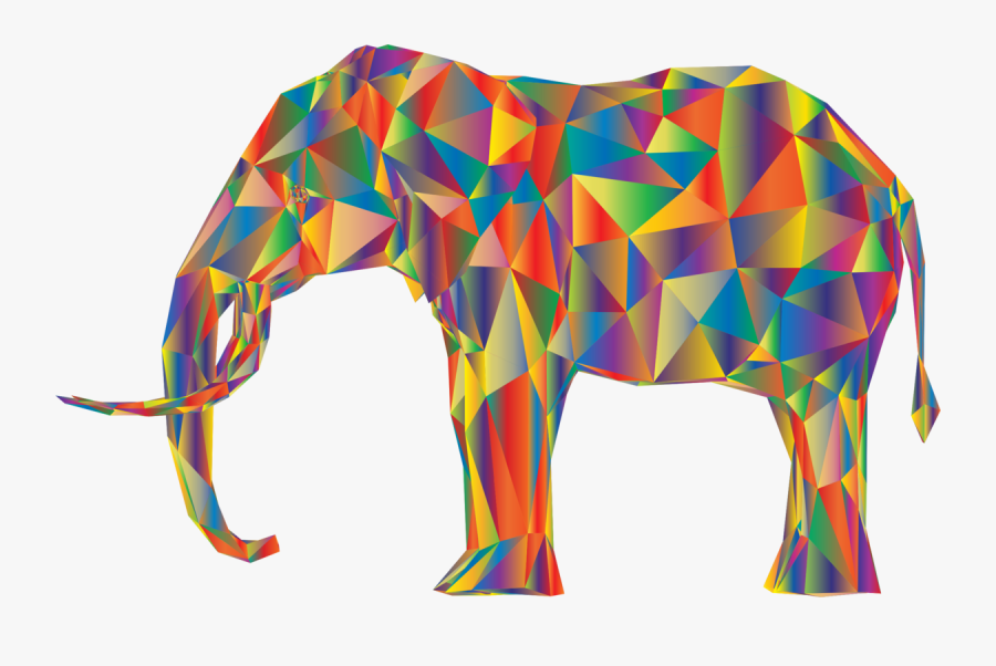 Elephant Clipart Frame - Low Poly, Transparent Clipart