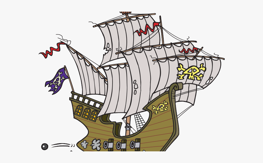 Pirate Ship Shooting Cannons Cartoon, Transparent Clipart