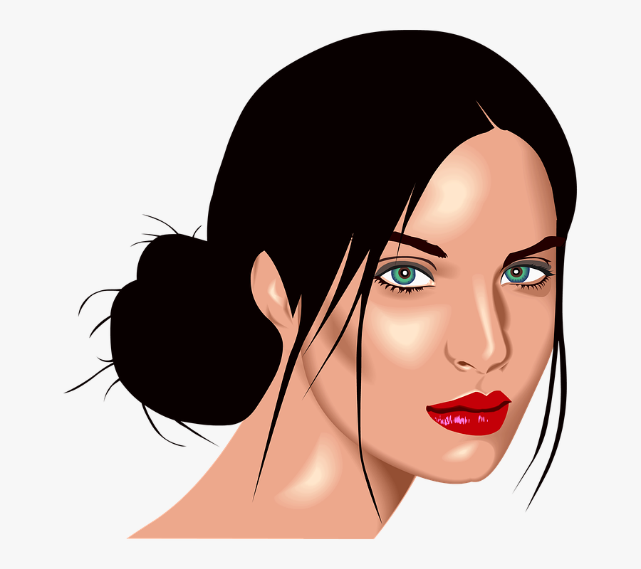 Portrait Woman Knot Hair Face Female Women Face - Retrato De Mujer Png, Transparent Clipart