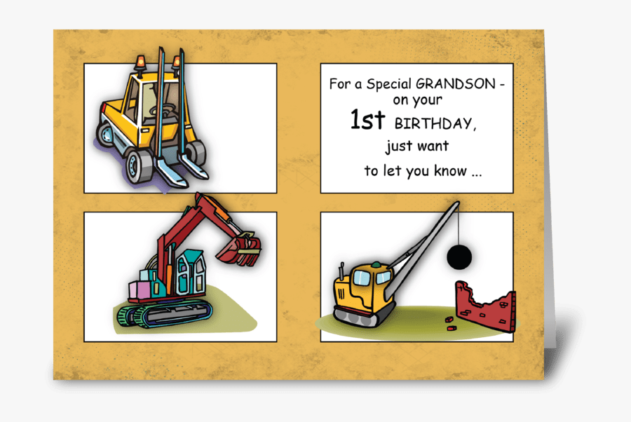 Grandson 1st Birthday Trucks Greeting Card - Grandson 3rd Birthday Card, Transparent Clipart