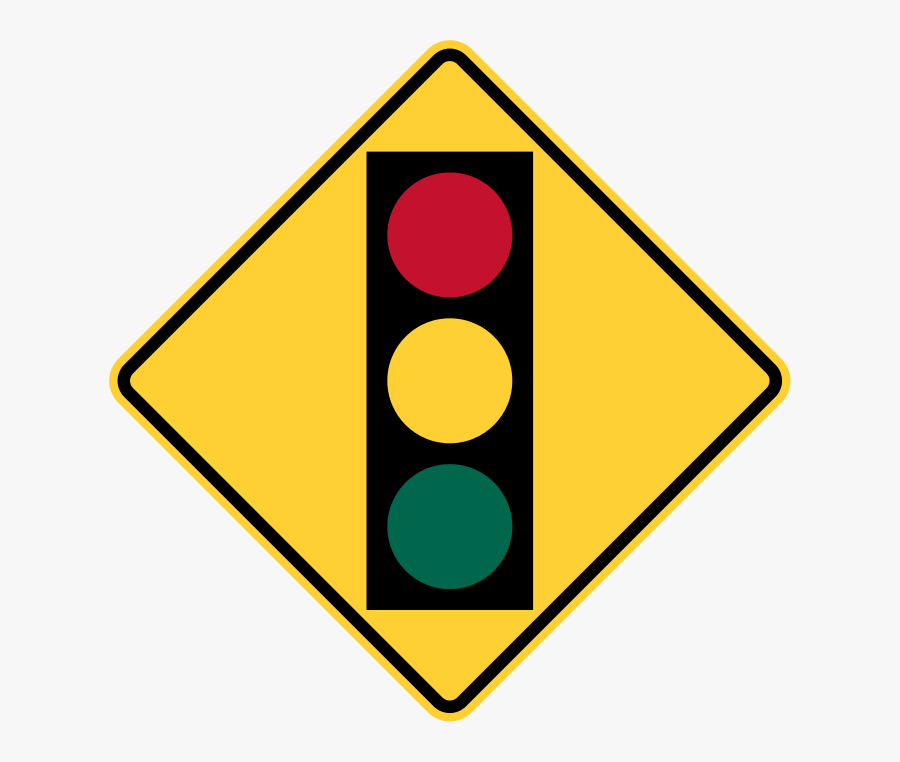 Clipart Road Intersection - Traffic Lights Ahead Sign, Transparent Clipart