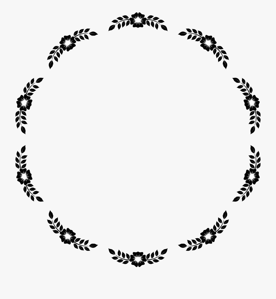 Flower Circle Border Clipart Black And White, Transparent Clipart