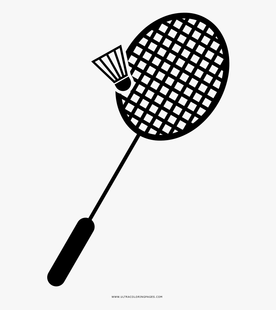 Badminton Racket Coloring Page - Wall Clock Price In Pakistan, Transparent Clipart