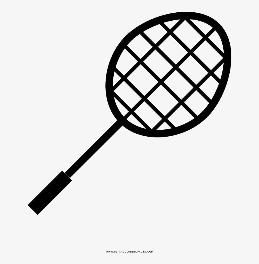 Badminton Racket Coloring Page - Racket Clipart Black And White, Transparent Clipart