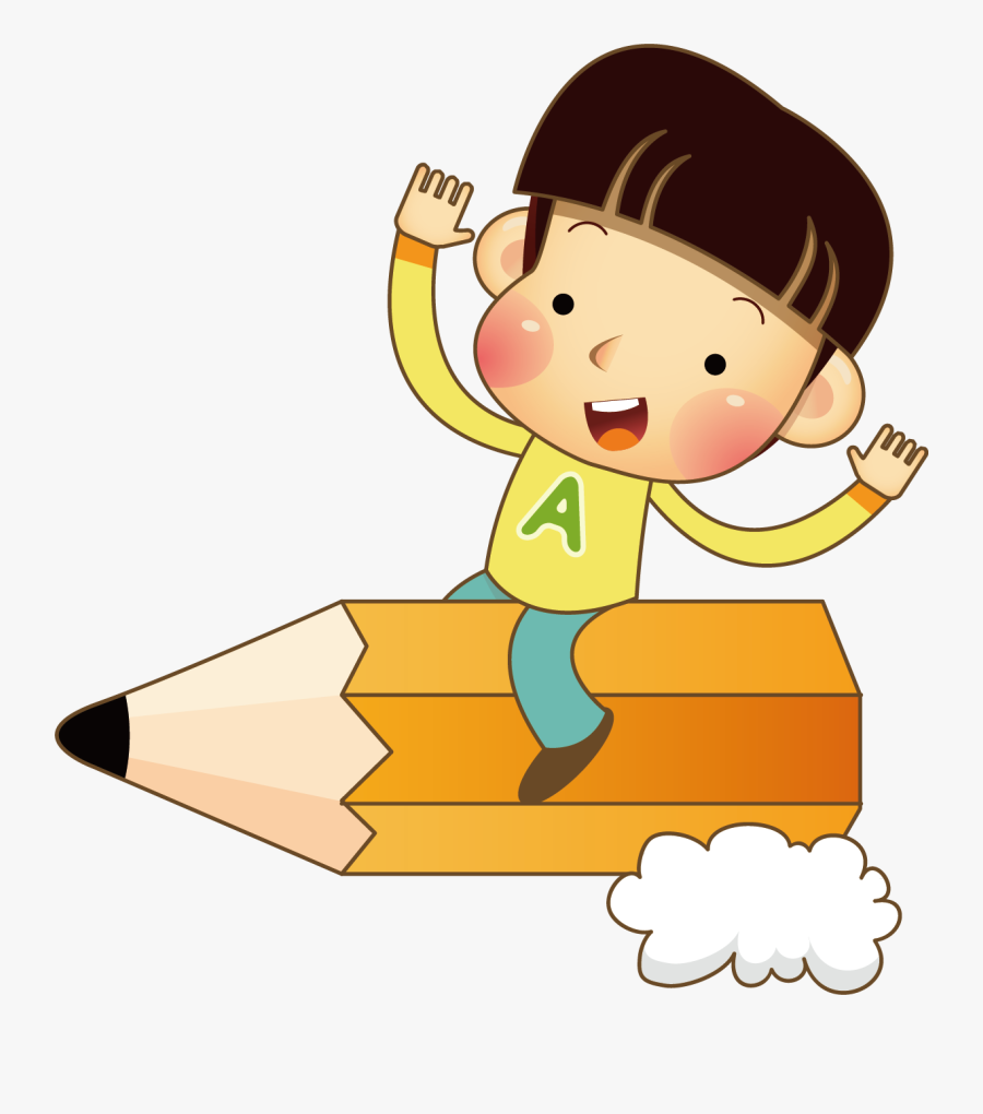 Boy Sitting In Pencil, Transparent Clipart