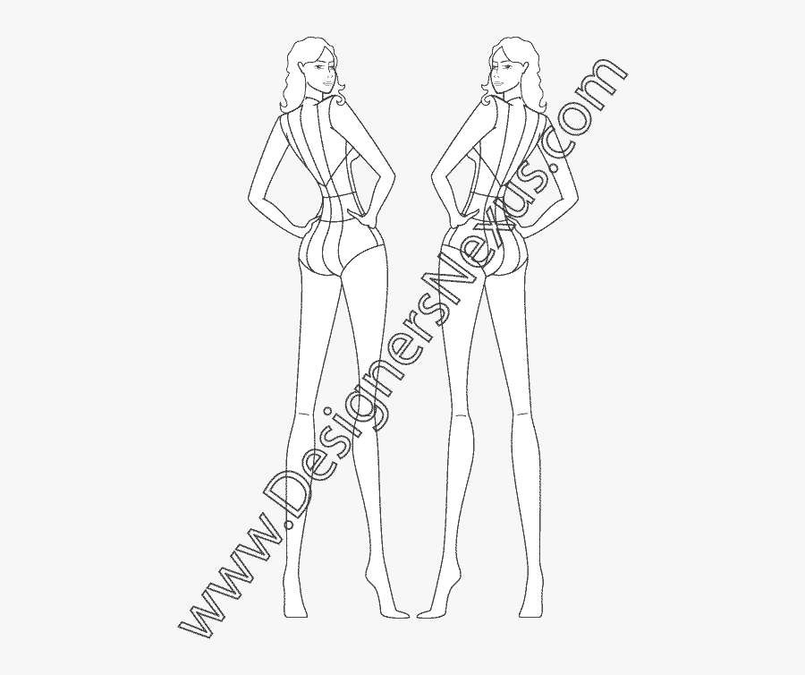 Clip Art Pin By Aliza Scholtz - Fashion Illustration Back Poses, Transparent Clipart