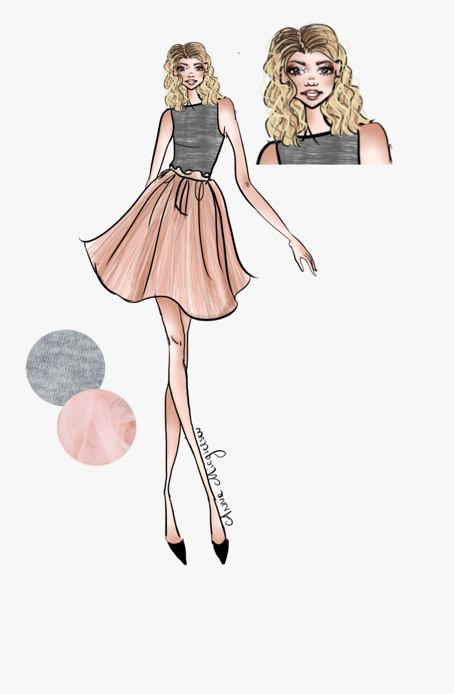 Clip Art Croquis De Vestidos - Drawing Fashion Illustration Dress, Transparent Clipart