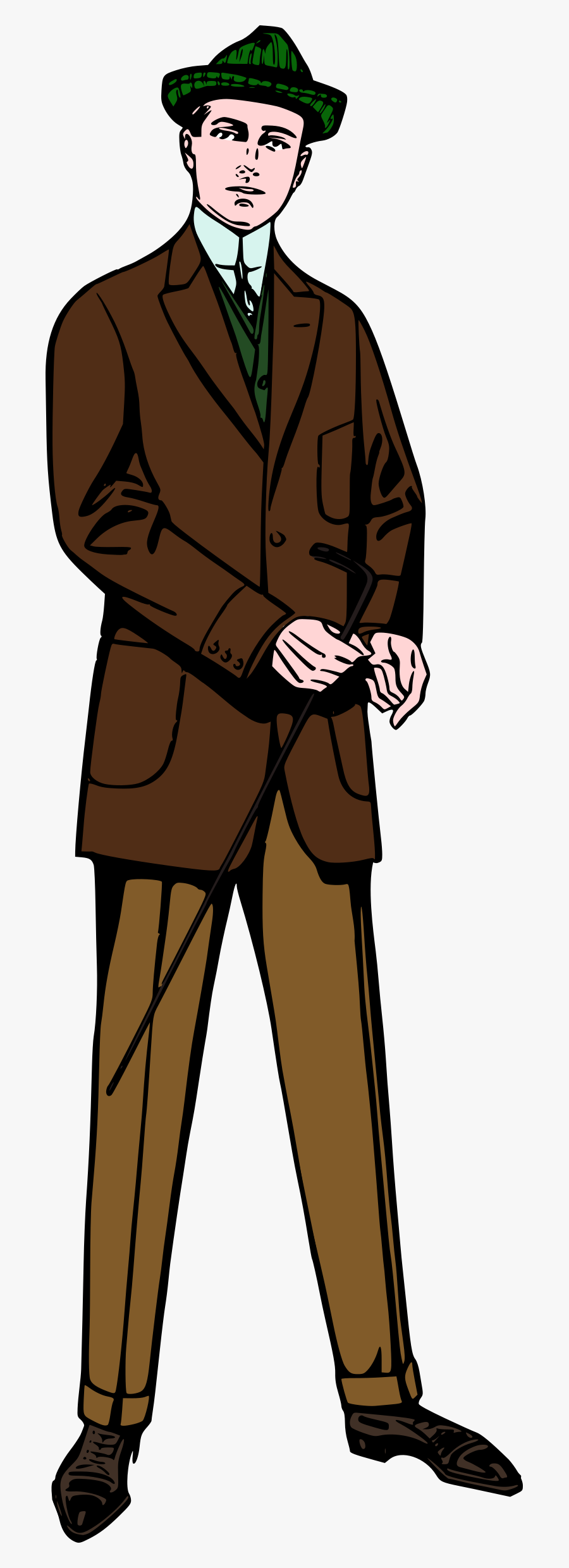In Brown Green Big - Man With Hat Clip Art, Transparent Clipart