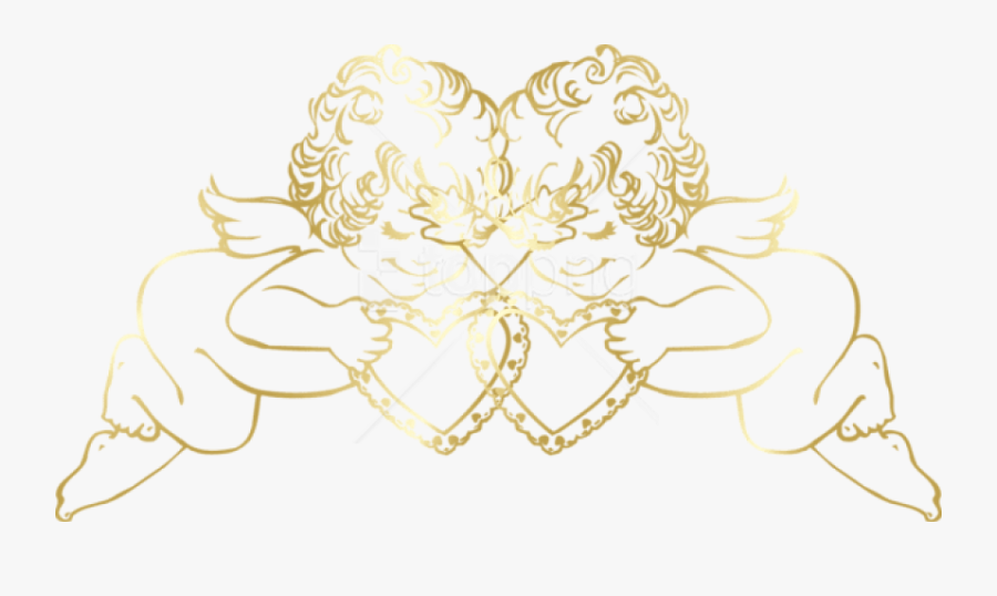 Decorative Gold Line Png - Gold Angel Transparent, Transparent Clipart