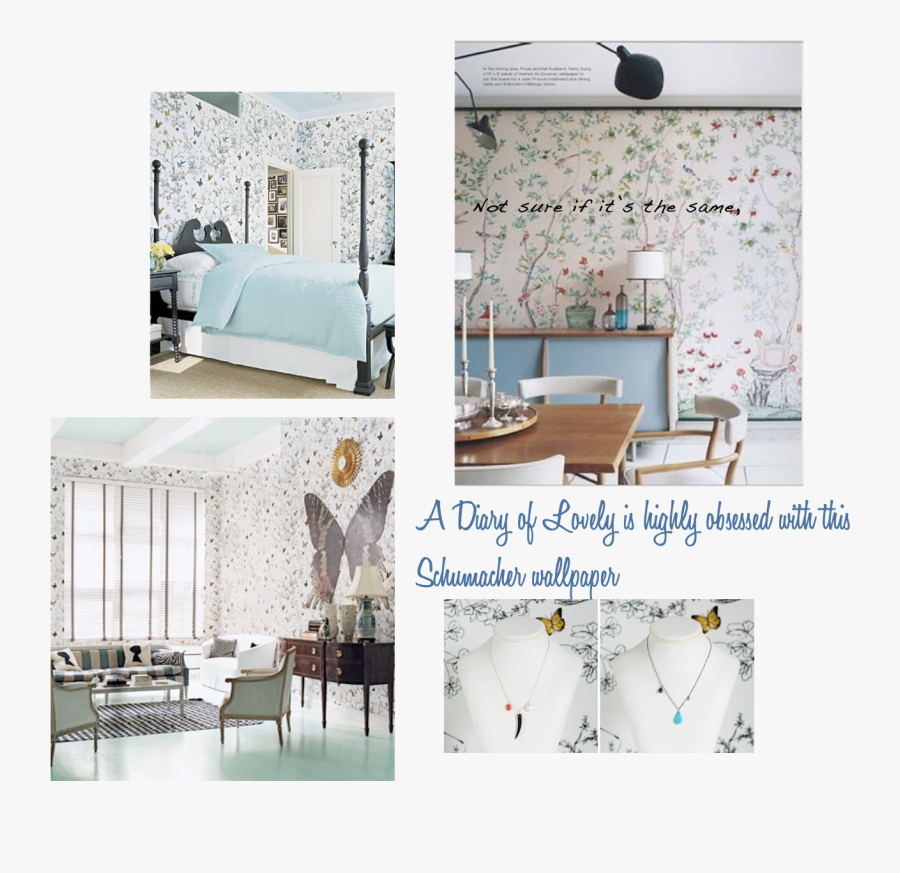 Schumacher Birds And Butterflies Wallpaper - F Schumacher Birds And Butterflies, Transparent Clipart