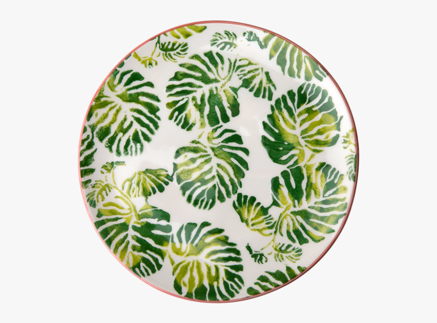 Ceramic Dessert Plate Tropical Leaf Print By Rice Dk - Dschungel Teller, Transparent Clipart