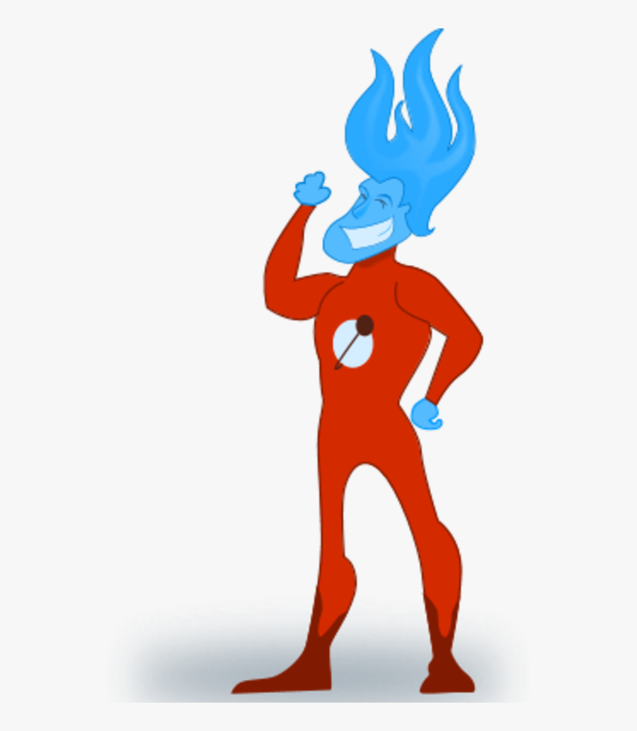 Superhero With Flaming Head - Flamme Super Hero, Transparent Clipart