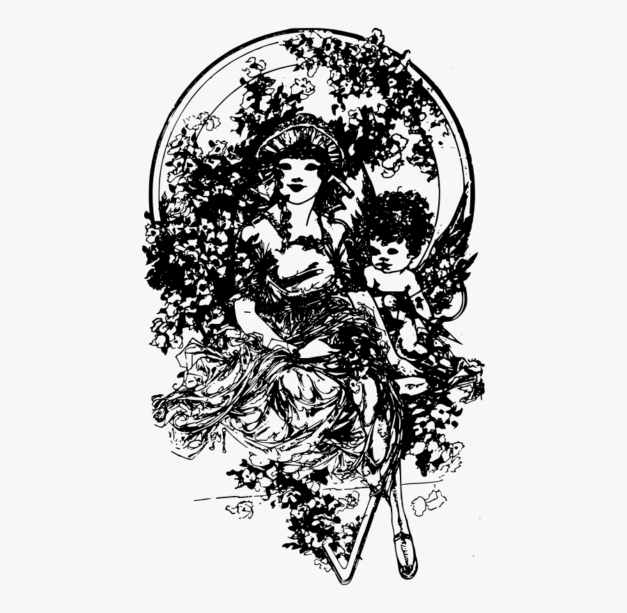 Lady With Cupid - Diseños Vector Tribales Para Mujer, Transparent Clipart